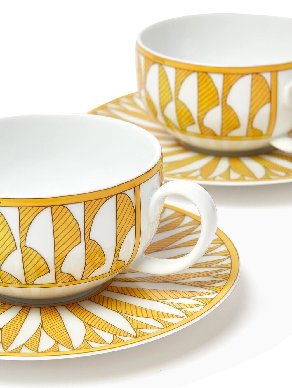 New Hermes Soleil Set Of 2 Tea Cups With Saucers READ DESCRIPTION - Picture 10 of 11